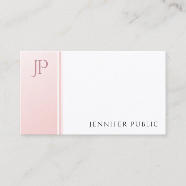 Elegantes modernes Monogramm Trendy Blush Pink Whi Visitenkarte (Vorderseite)