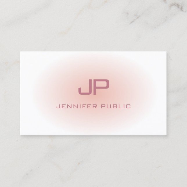 Elegantes modernes Monogramm Trendy Blush Pink Whi Visitenkarte (Vorderseite)