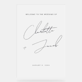 Elegantes, modernes Namensskript Begrüßung Mattier Acrylschild