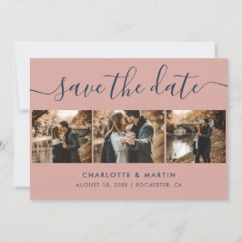 Elegantes, modernes Navy Blue and Blush Wedding 4 Save The Date