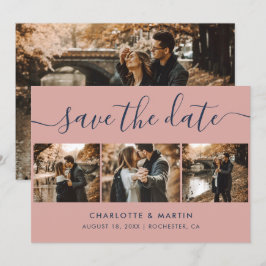 Elegantes, modernes Navy Blue and Blush Wedding 4 Save The Date