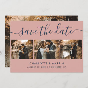 Elegantes, modernes Navy Blue and Blush Wedding 4  Save The Date