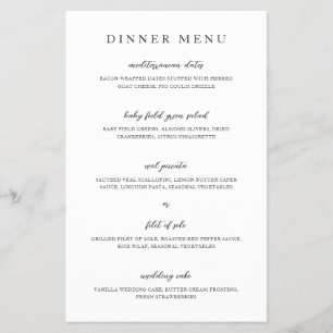Elegantes modernes neutrales Hochzeitsmenü Flyer