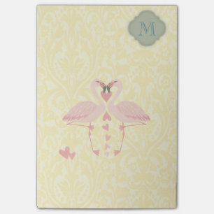 Elegantes modernes niedliches Flamingos-Damastongr Post-it Klebezettel