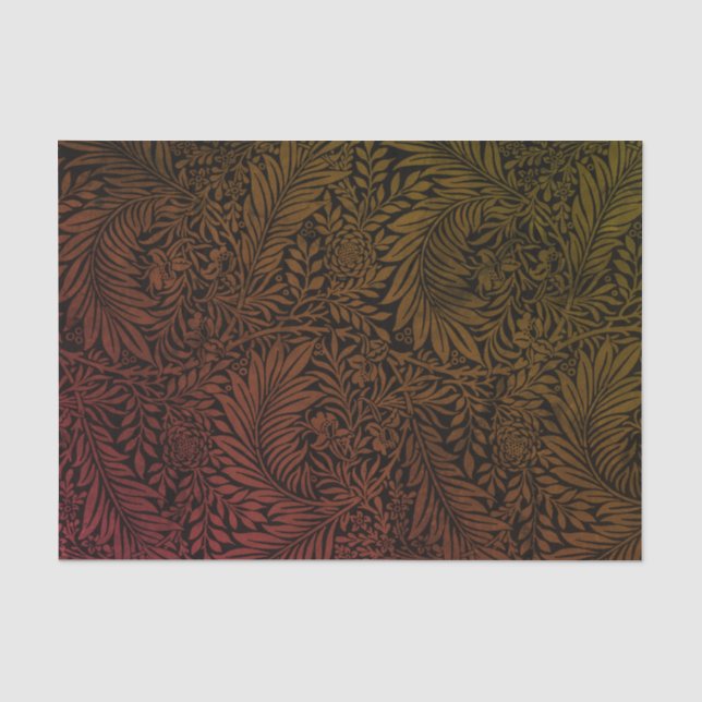 Elegantes modernes, orangefarbenes schwarzes Flora Seidenpapier (Vorderseite)