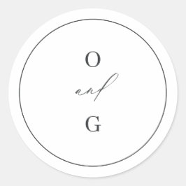 Elegantes, modernes Paar Monogramm minimalistische Runder Aufkleber