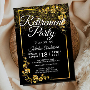 Elegantes modernes Party zur Bewahrung der Gold Fl Einladung