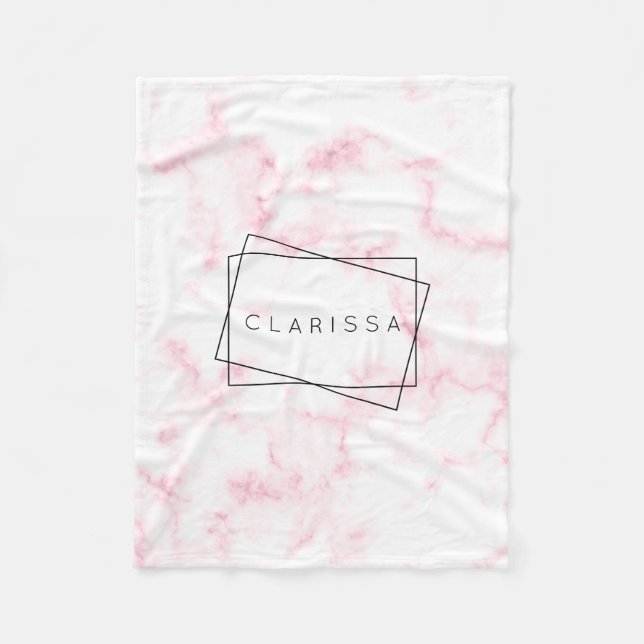 elegantes modernes Pastellrosa- und Weiß-Imitat Fleecedecke (Vorderseite)