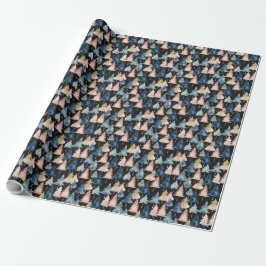 Elegantes modernes Peach Black Christmas Trees Mus Geschenkpapier