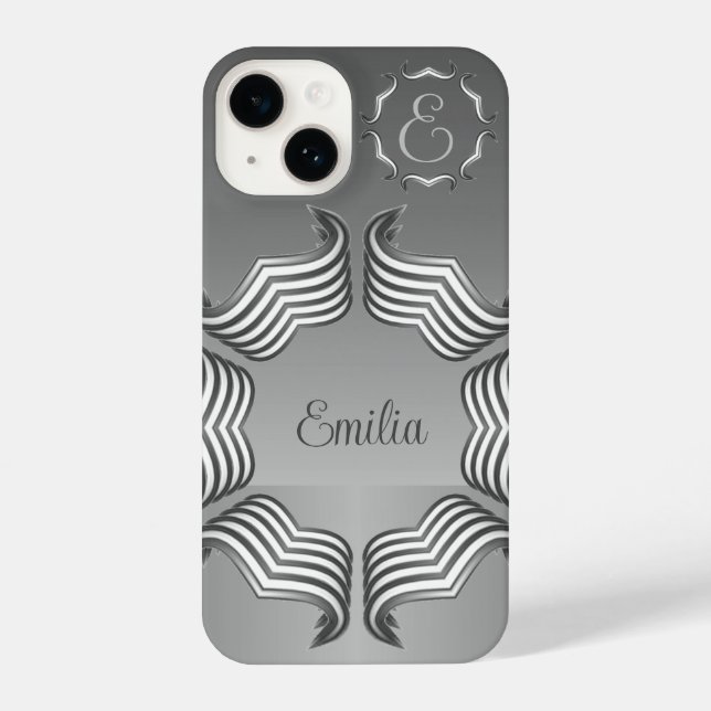 Elegantes modernes Peeking Heart Monogram iPhone 1 14 Hülle (Rückseite)