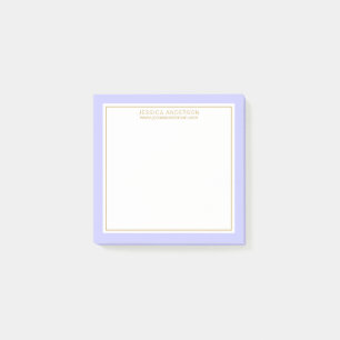Elegantes modernes Periwinkle/Weiß/Gold Personali Post-it Klebezettel