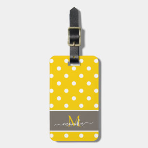 Elegantes modernes Polka Dot Muster mit Monogramm Gepäckanhänger