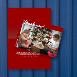 Elegantes modernes Red Holiday Foto Vielen Dank Karte