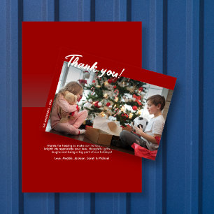 Elegantes modernes Red Holiday Foto Vielen Dank Karte