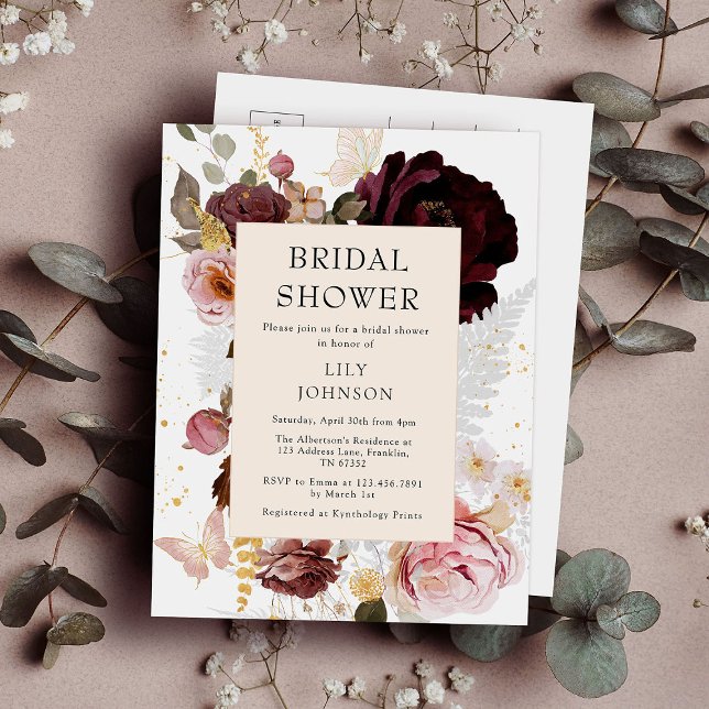 Elegantes modernes Rosa-Brautparty Einladungspostkarte (Von Creator hochgeladen)