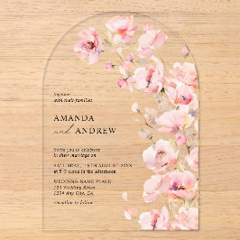 Elegantes, modernes Rosa Foto Hochzeit Acryleinladungen