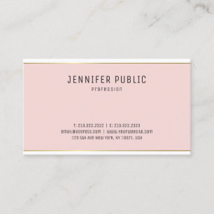 Elegantes modernes Rosa Gold Design Schlicht Trend Visitenkarte