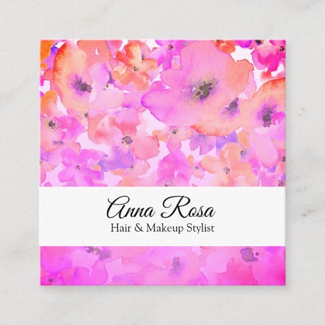 *~* elegantes modernes rosa Lavendel-mit Quadratische Visitenkarte (Vorderseite)