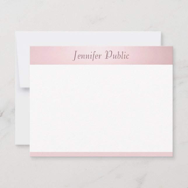 Elegantes, modernes Rose Gold Handwriting-Skript Mitteilungskarte (Vorderseite)
