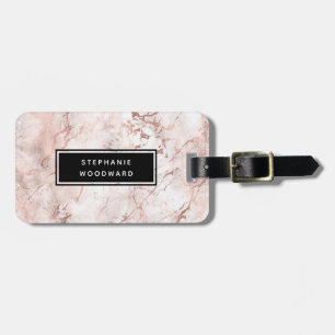 Elegantes modernes roségoldenes Marmormotiv person Gepäckanhänger