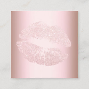 Elegantes modernes RosengoldGlitter-Lippenmake-up Quadratische Visitenkarte