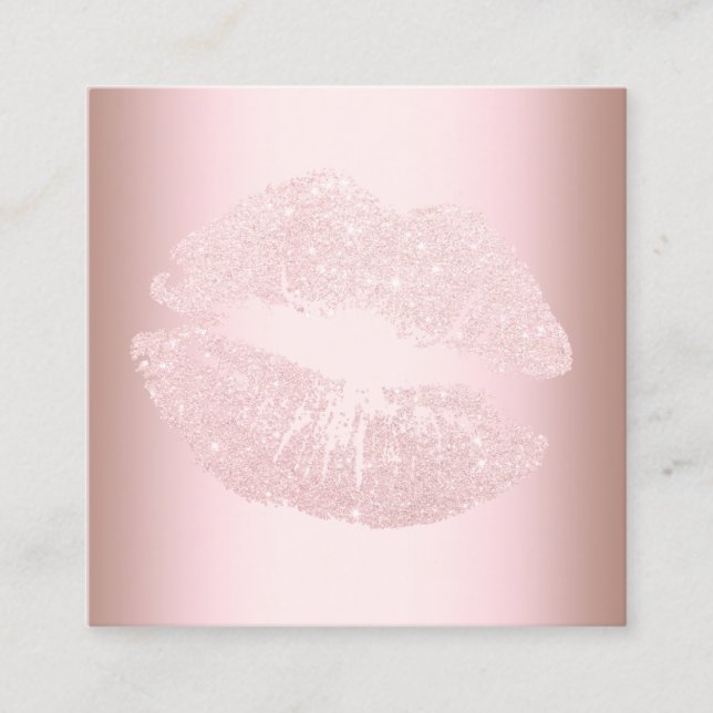 Elegantes modernes RosengoldGlitter-Lippenmake-up Quadratische Visitenkarte (Vorderseite)
