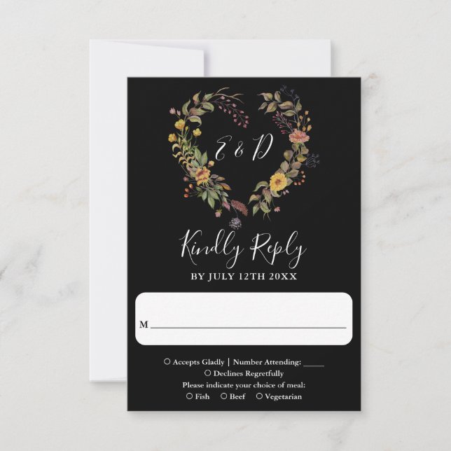 Elegantes modernes Rustikales Herz RSVP Karte (Vorderseite)
