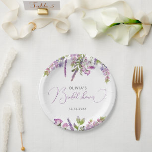 Elegantes modernes Rustikales Lavendel-Brautparty Pappteller