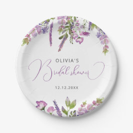 Elegantes modernes Rustikales Lavendel-Brautparty Pappteller
