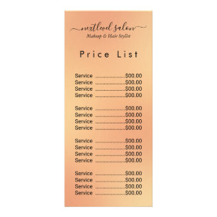 Elegantes Modernes Salon-Preisliste Rack Card Werbekarte
