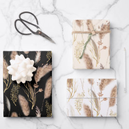 Elegantes modernes, schicke Beige Pampas Grass Mus Geschenkpapier Set