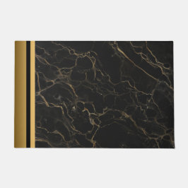 Elegantes, modernes, schicke Schwarz-Gold-Marmor-M Fußmatte