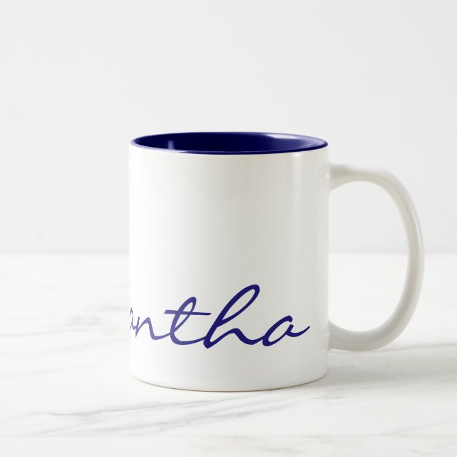 elegantes, modernes schicke, trendige monogramm bl zweifarbige tasse (Rechts)