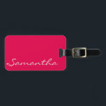 elegantes, modernes schicke, trendige monogramm pi gepäckanhänger<br><div class="desc">Dieses atemberaubende,  ausgeklügelte Design zeichnet sich durch Ihren Namen oder jeden beliebigen Text aus,  der in einem hellen Stahlgrau auf einem soliden dunkelrosa Hintergrund gehalten ist.</div>
