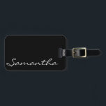 elegantes, modernes schicke, trendige monogramm sc gepäckanhänger<br><div class="desc">Dieses atemberaubende,  ausgeklügelte Design zeigt Ihren Namen oder jeden beliebigen Text in einem hellen Stahlgrau auf einem soliden schwarzen Hintergrund.</div>
