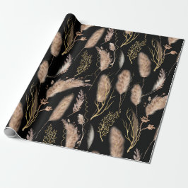 Elegantes modernes Schwarz-Beige-Pampas-Grass-Must Geschenkpapier