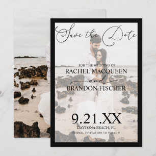 Elegantes modernes Schwarz gerahmtes Paar-Foto Hoc Save The Date