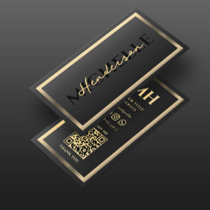 Elegantes, modernes Schwarz-Rahmen-Monogramm Visitenkarte