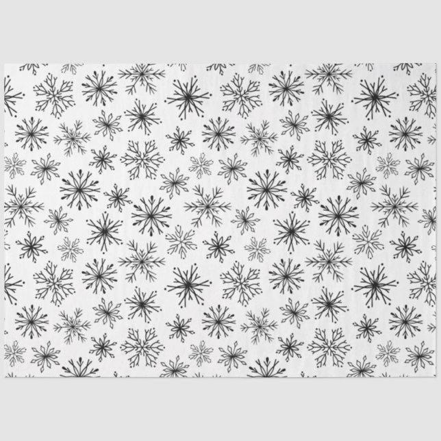 Elegantes modernes Schwarz-weißes Schneeflockenmus Seidenpapier (Vorderseite)