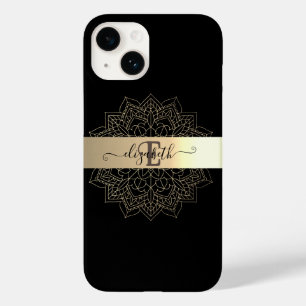 Elegantes modernes schwarzes Gold Streifen Blumen  Case-Mate iPhone 14 Hülle