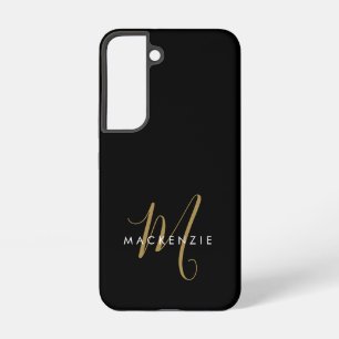 Elegantes modernes schwarzes goldenes Schriftmonog Samsung Galaxy Hülle