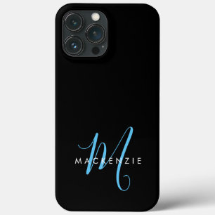 Elegantes modernes schwarzes Himmelblau-Script-Mon Case-Mate iPhone Hülle