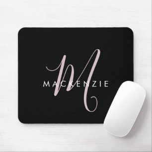 Elegantes modernes schwarzes, rosafarbenes Schrift Mousepad