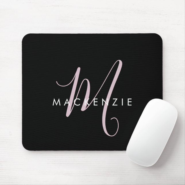 Elegantes modernes schwarzes, rosafarbenes Schrift Mousepad (Mit Mouse)