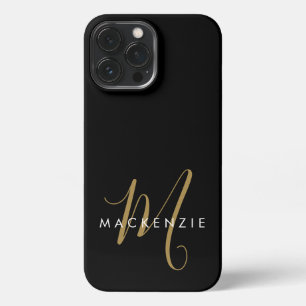 Elegantes, modernes Schwarzes Script Monogram iPhone 13 Pro Max Hülle