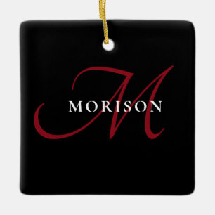 Elegantes, modernes Schwarzes Script Monogram Keramikornament