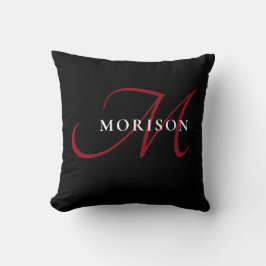Elegantes, modernes Schwarzes Script Monogram Kissen
