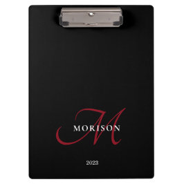 Elegantes, modernes Schwarzes Script Monogram Klemmbrett