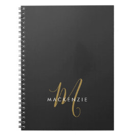 Elegantes, modernes Schwarzes Script Monogram Notizblock