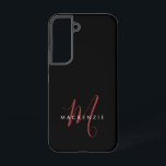 Elegantes, modernes Schwarzes Script Monogram Samsung Galaxy Hülle<br><div class="desc">Elegante moderne Schwarz-Script Monogram Phone Case. Ein elegantes Rot-Skript-Monogramm kombiniert mit einem weißen San-Serif-Schriftart verleiht dem Ganzen einen zeitgemäßen Look.</div>